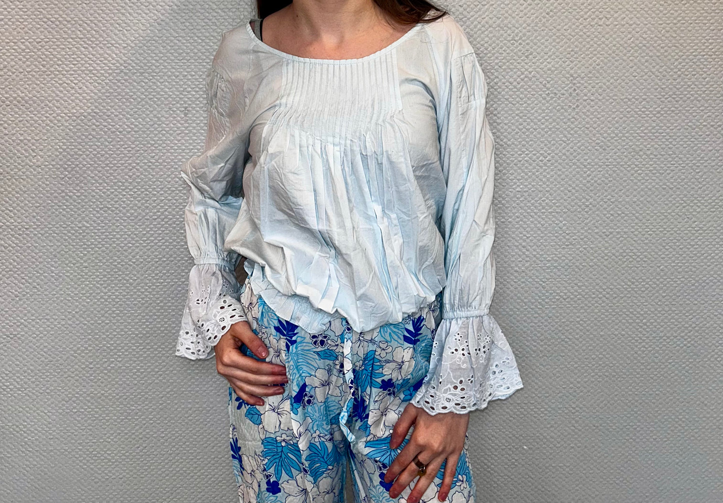 Blouse plissée bleue Léa